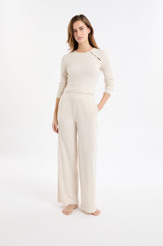 Gerippte Pyjama Hose;${refinementColor}