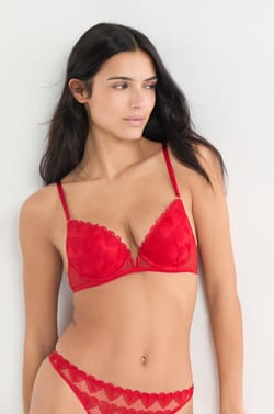Soutien-gorge N.2 - Push-up plongeant &agrave; broderie c&oelig;urs;${refinementColor}