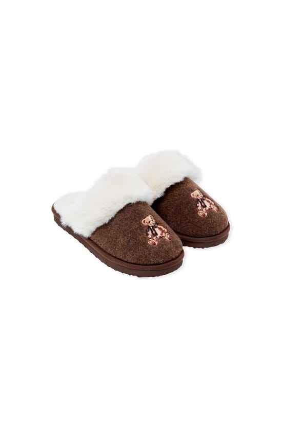 Chaussons mules avec motif ourson;${refinementColor}