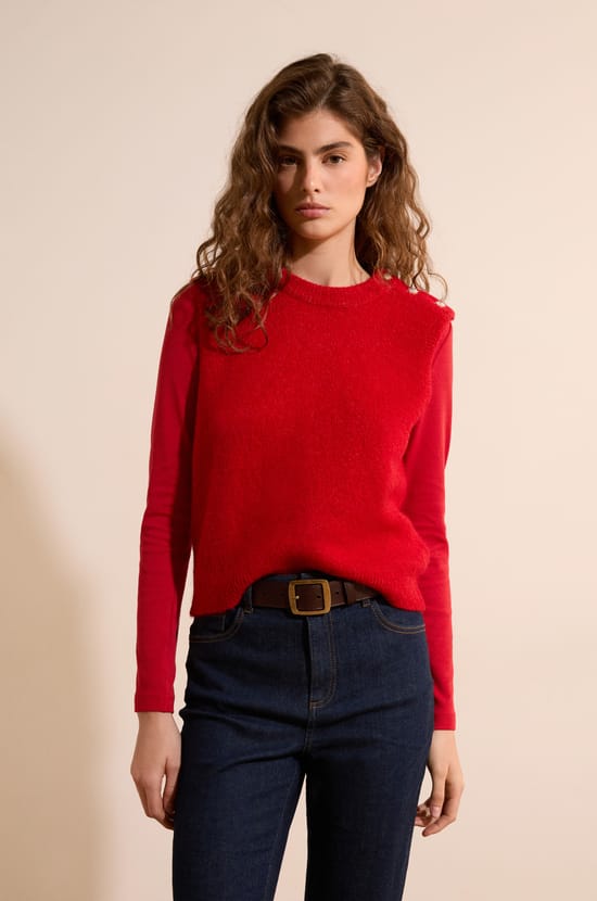Pull sans manche avec laine;${refinementColor}