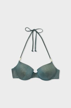 Top push-up de bikini brillante;${refinementColor}