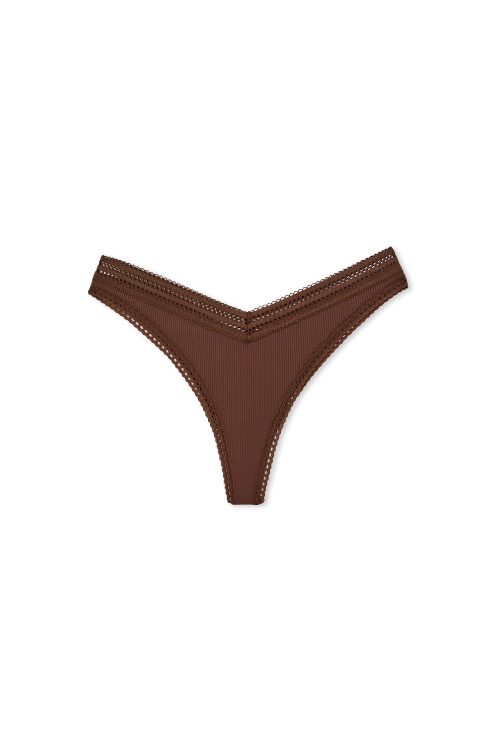 Tanga V-shape en microfibre et dentelle;${refinementColor}