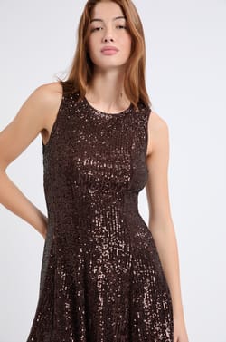 Sleeveless Sequin Dress;${refinementColor}