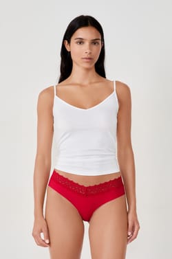 Hipster V-shape en microfibre et dentelle;${refinementColor}