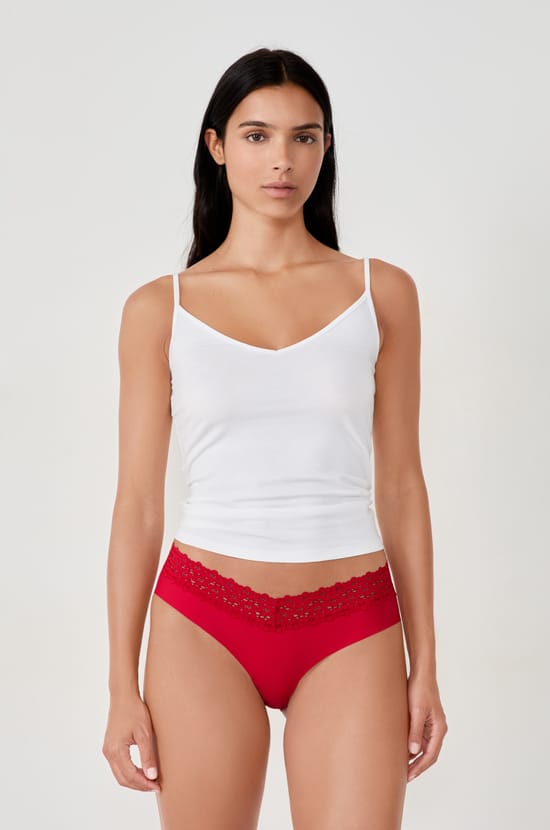 Microfiber Hipsters With Lace Details;${refinementColor}