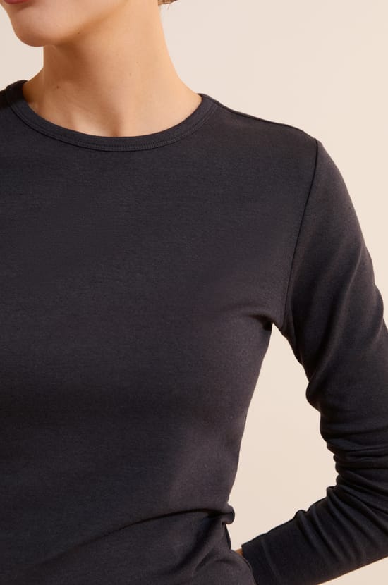 T-shirt &agrave; manches longues avec coton modal;${refinementColor}