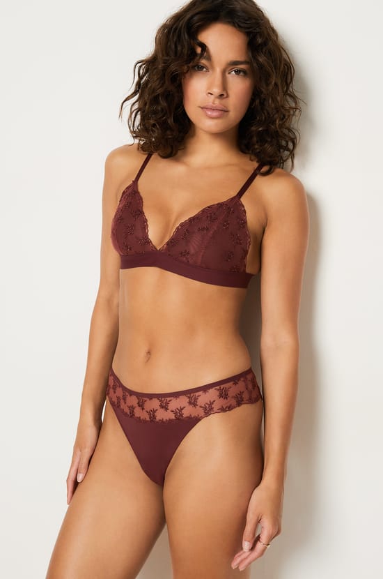 Embroidered Tulle Tanga;${refinementColor}