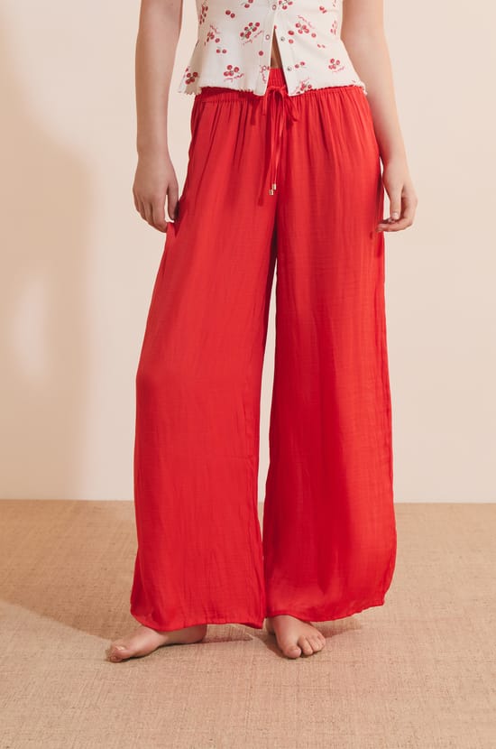 Pantalon satin&eacute; coupe large;${refinementColor}