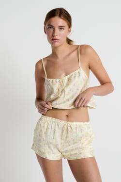 Floral print pyjama shorts;${refinementColor}