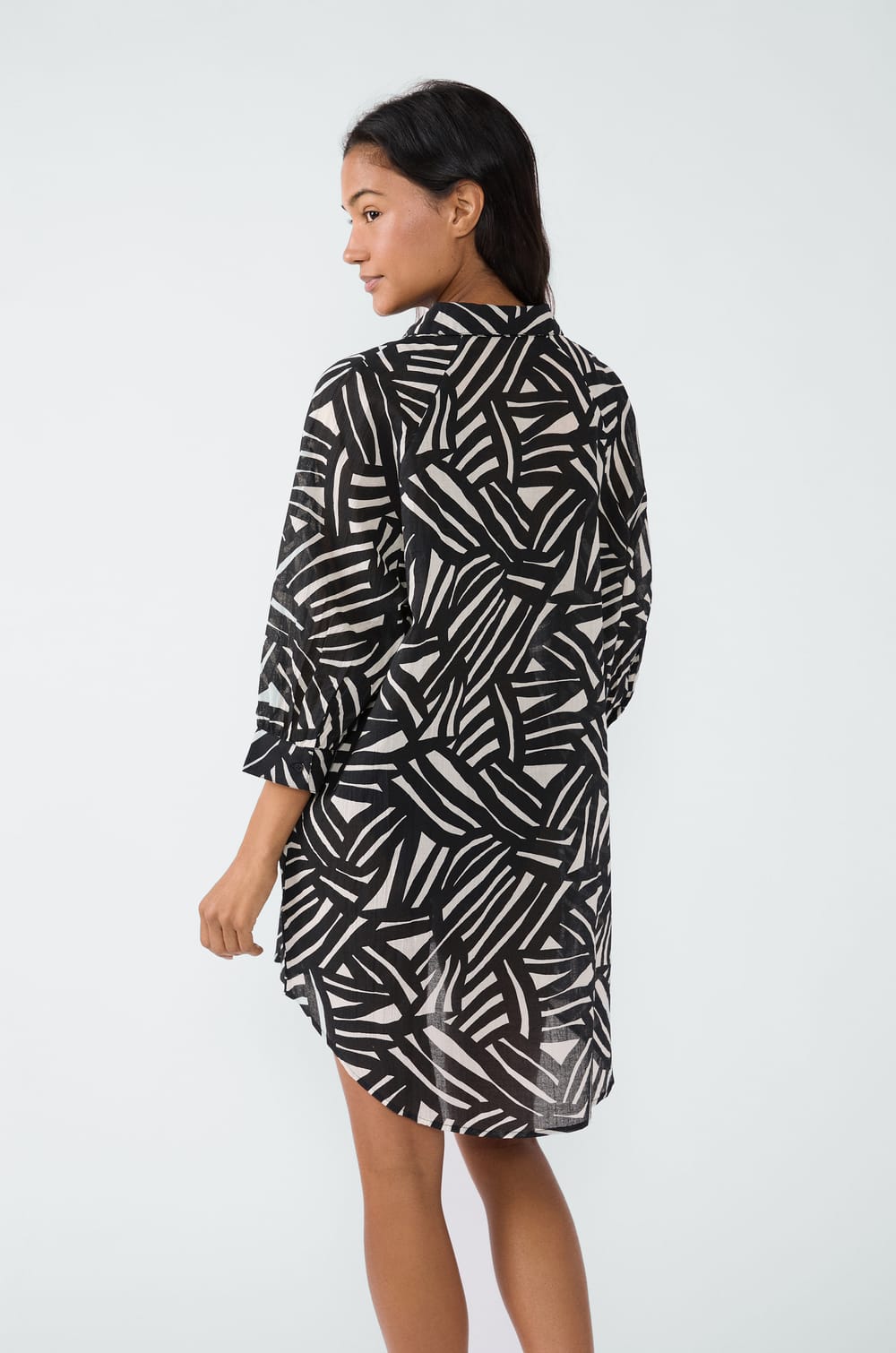 Printed short tunic;${refinementColor}