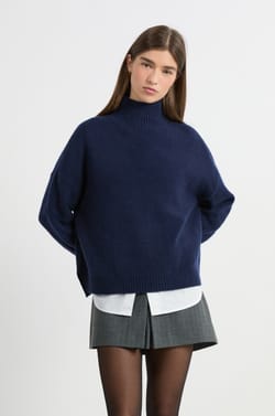 High Neck Cashmere Sweater;${refinementColor}