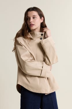 Hooded Trench Coat with Cotton;${refinementColor}