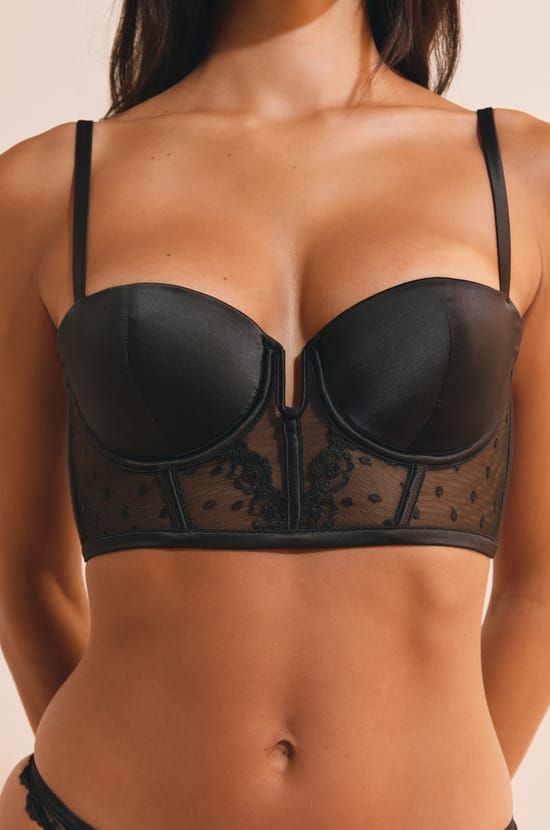 Embroidered Bustier Bra;${refinementColor}