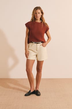 Pull sans manches ajour&eacute; fa&ccedil;on crochet;${refinementColor}