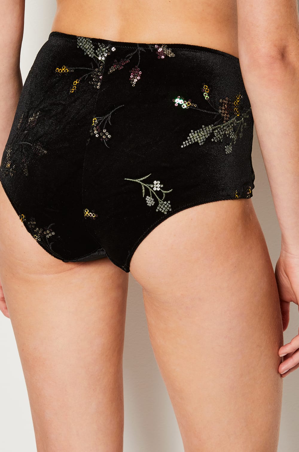 Embroidered Velvet Boyshorts;${refinementColor}
