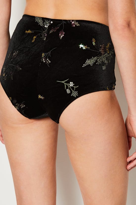 Embroidered Velvet Boyshorts;${refinementColor}