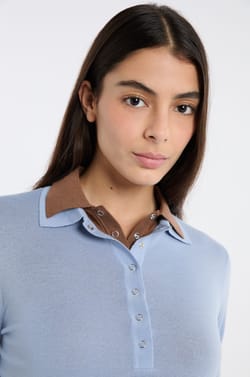 Polo manches longues en laine;${refinementColor}