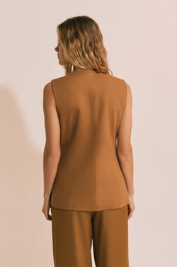 Veste de blazer sans manches avec lin;${refinementColor}