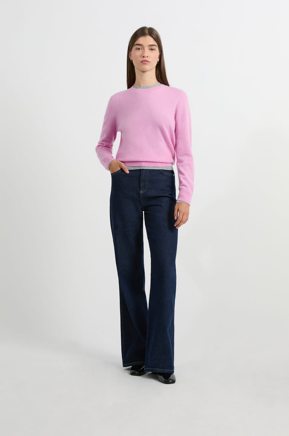 Pull col rond en cachemire;${refinementColor}