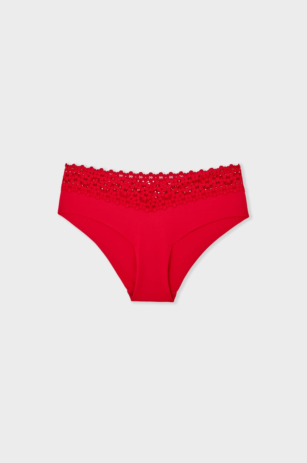 Hipster V-shape en microfibre et dentelle;${refinementColor}
