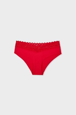 Hipster V-shape en microfibre et dentelle;${refinementColor}