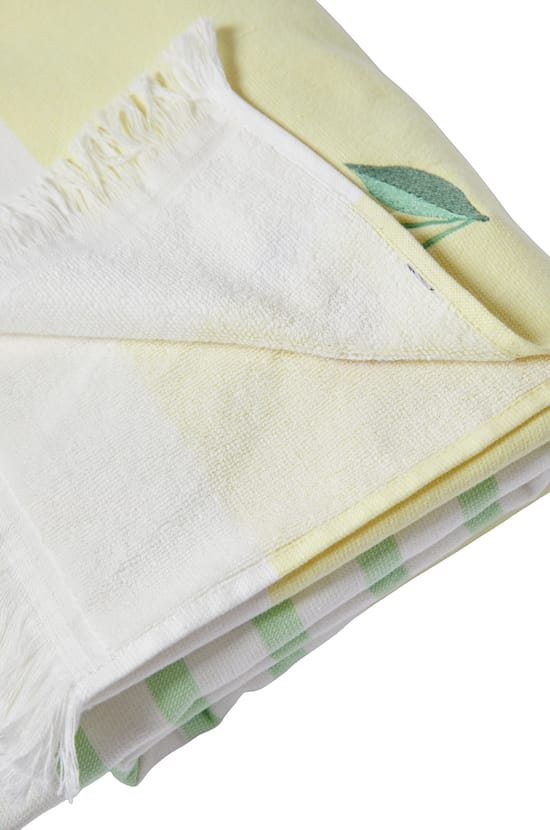 Fouta en coton &agrave; rayures &agrave; motif cerise;${refinementColor}