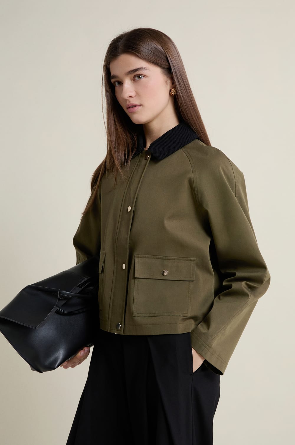 Short Velvet Collar Jacket;${refinementColor}