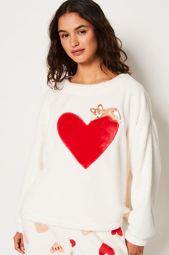 Sweat de pyjama polaire à cœurs Corgi;${refinementColor}