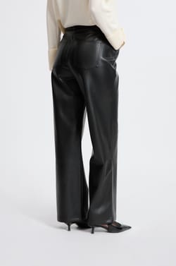 Wide-Leg Faux Leather Trousers;${refinementColor}