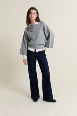 Asymmetric Shawl Collar Sweater;${refinementColor}