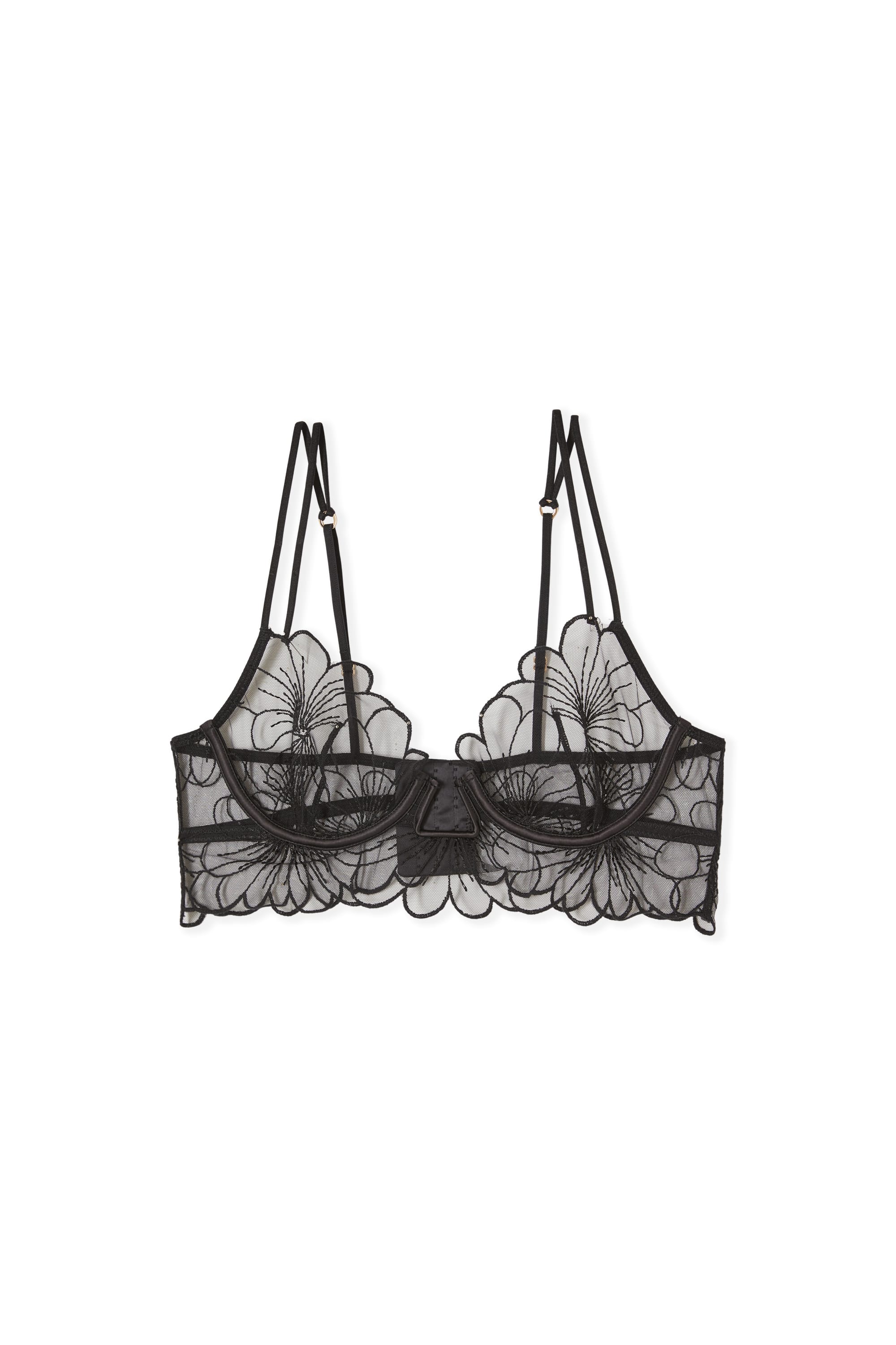 Bustier Bra in Embroidery - CAMELIA - NOIR - ETAM
