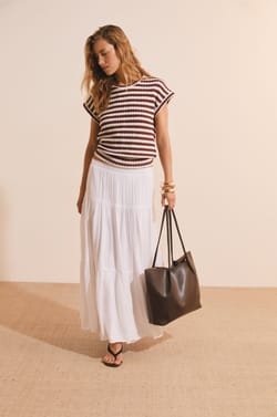 Jupe longue fluide &agrave; panneaux;${refinementColor}