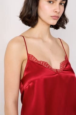 Top de seda con detalles de encaje;${refinementColor}