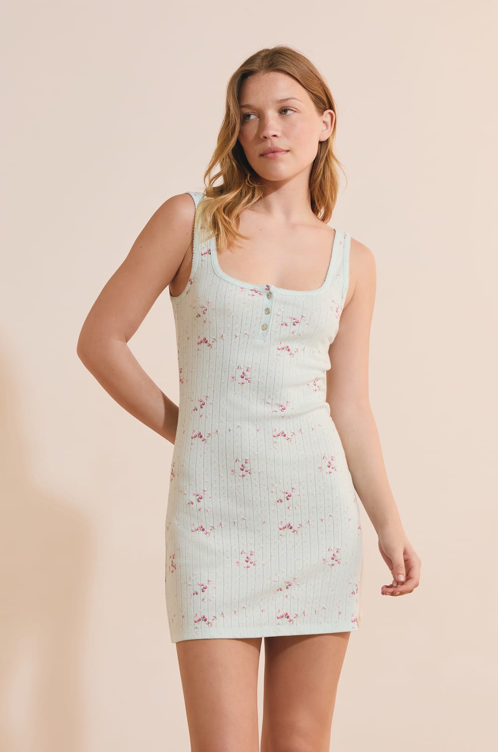 Nuisette en coton en pointelle;${refinementColor}