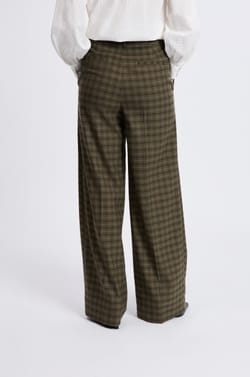 Wide-leg Checkered Trousers;${refinementColor}