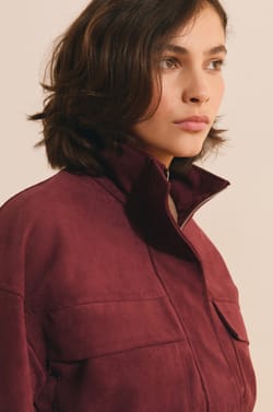 Veste saharienne courte effet su&eacute;dine;${refinementColor}