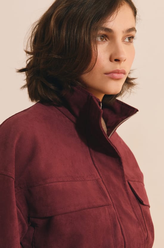 Veste saharienne courte effet su&eacute;dine;${refinementColor}