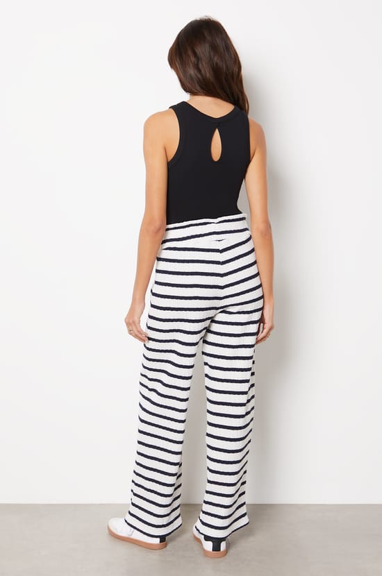 Wide Cut Striped Trousers;${refinementColor}