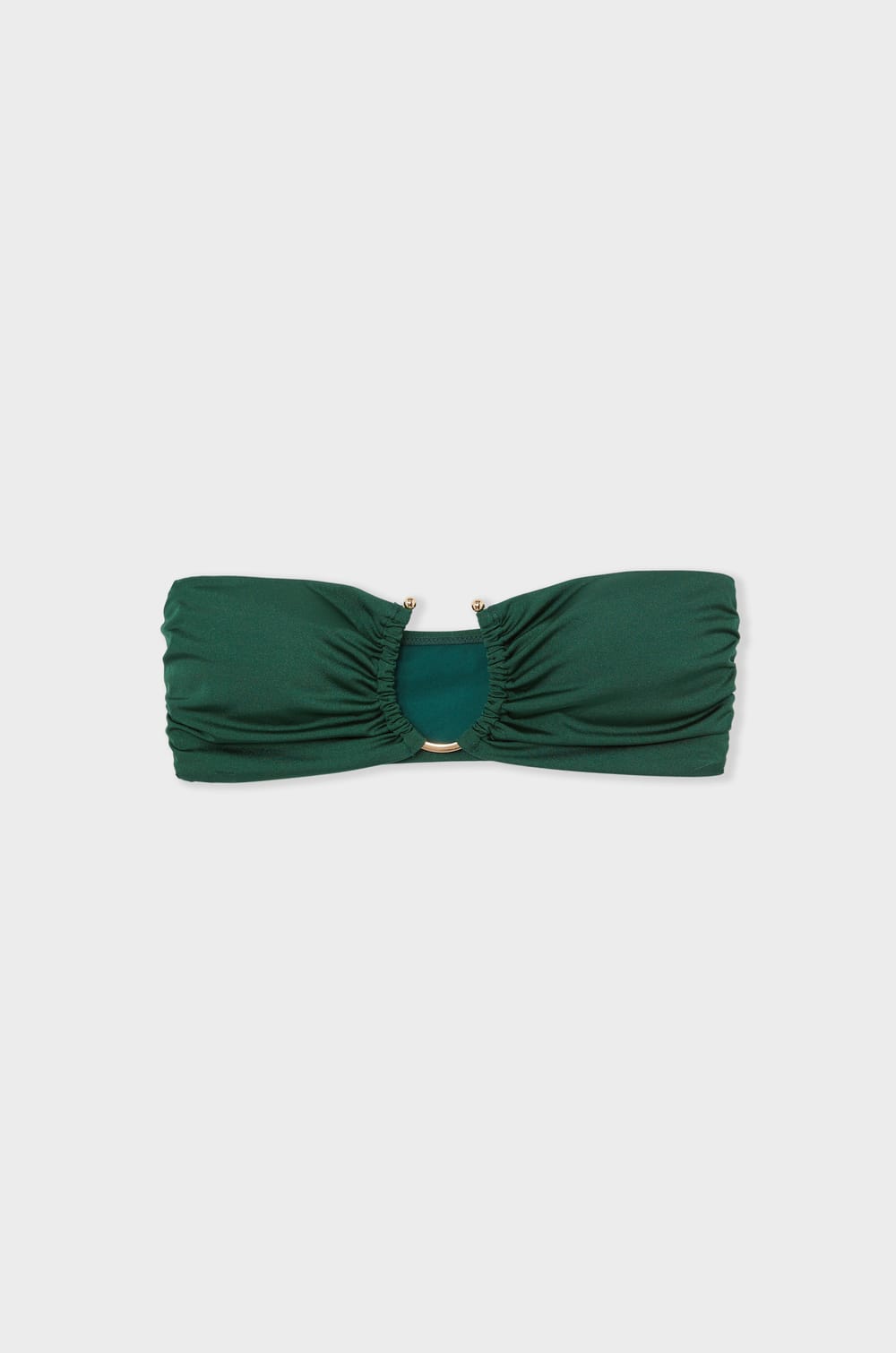 Strapless bikini top with satin ring detail;${refinementColor}