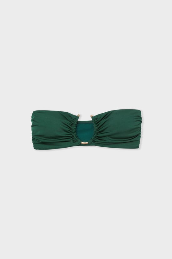 Strapless bikini top with satin ring detail;${refinementColor}