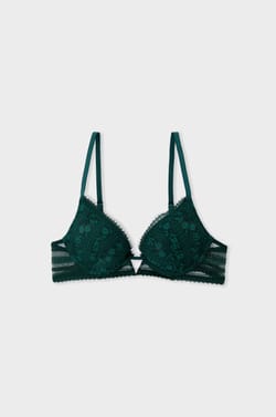 Bra No.2 - The plunge push-up bra in lace;${refinementColor}
