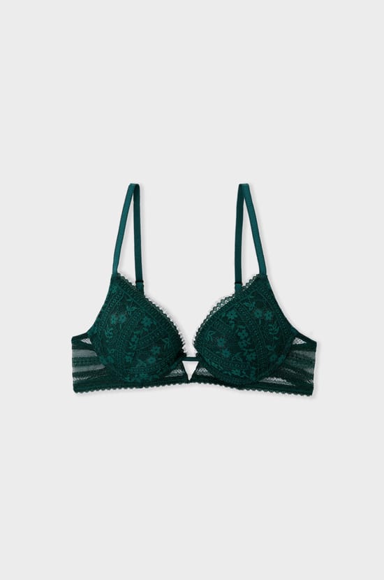 Bra No.2 - The plunge push-up bra in lace;${refinementColor}