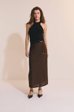 Jupe longue avec lin;${refinementColor}