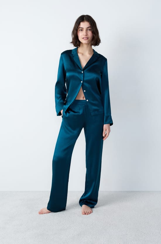 Pantalon de pyjama en soie;${refinementColor}