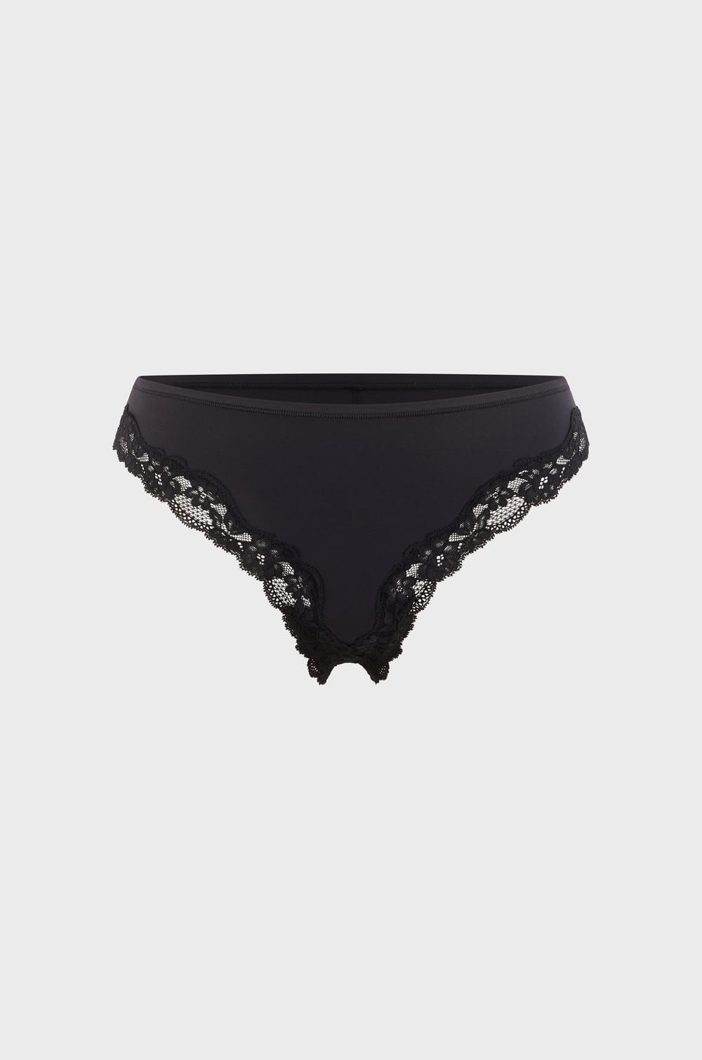 Tanga en microfibre et dentelle;${refinementColor}