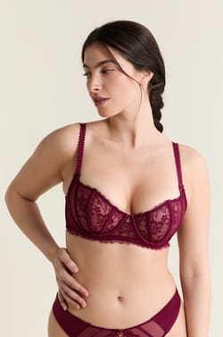 Balconette Bra in Tulle and Satin;${refinementColor}