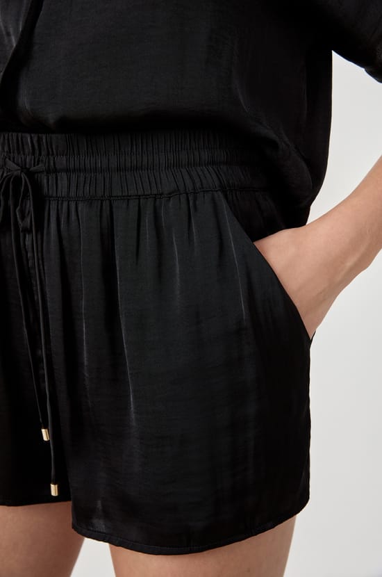 Satin shorts with drawstring;${refinementColor}