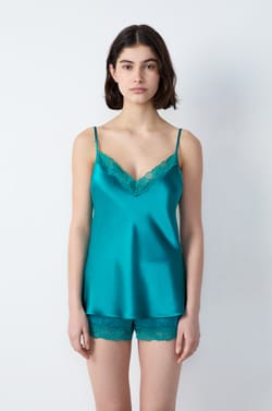 Silk Camisole with Lace Details;${refinementColor}