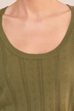 T-shirt manches courtes effet pointelle;${refinementColor}