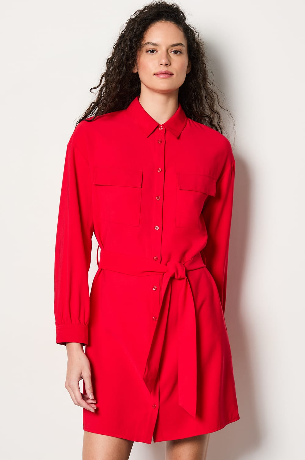 Belted Shirt Dress;${refinementColor}